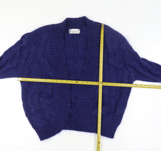 Emreco Women’s Blue Cable Knit Mohair Wool Cardigan M