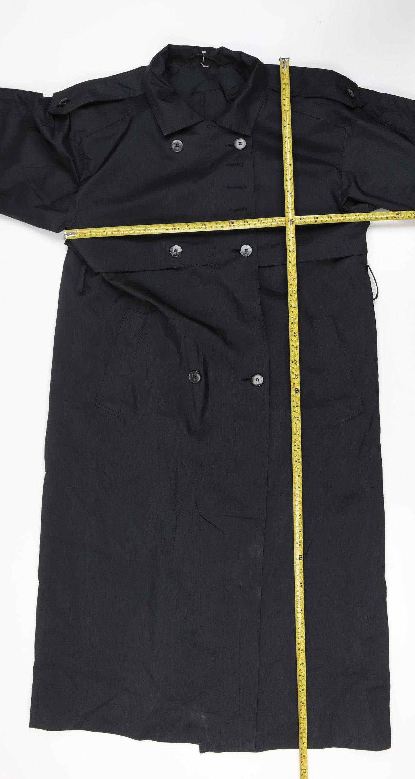 Rue Grenelle Women's Black Long Trench Coat Size 16 Waterproof