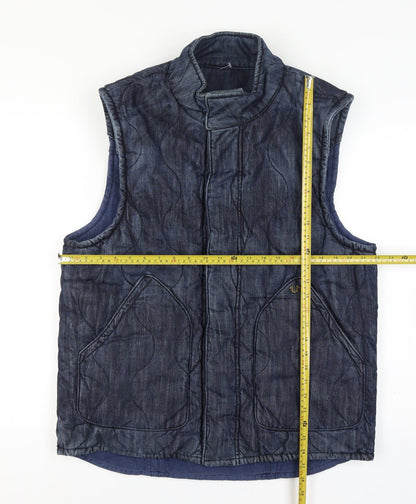 True Religion Reversible Men's Blue Quilted Denim Waistcoat Size XL Casual