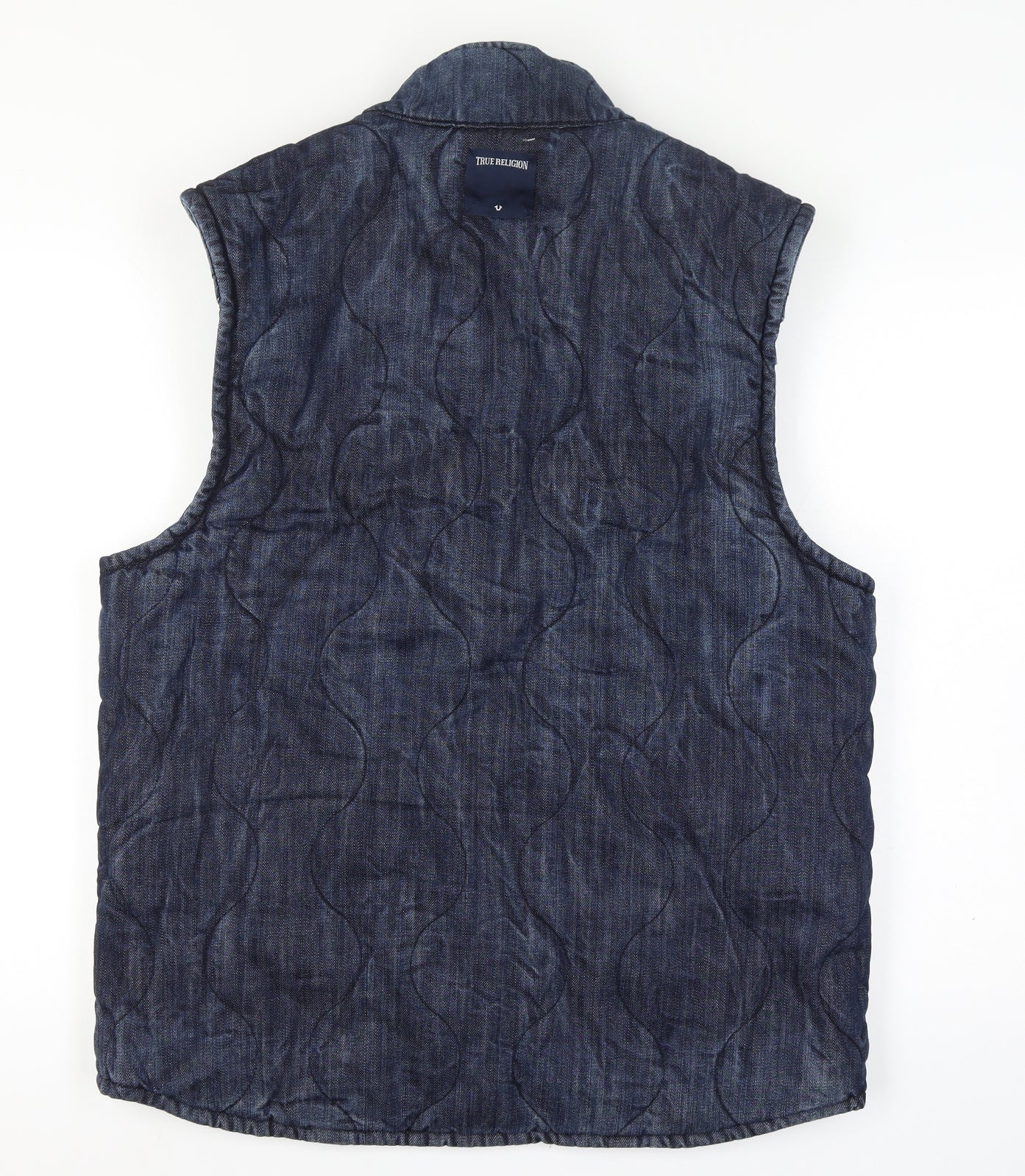 True Religion Reversible Men's Blue Quilted Denim Waistcoat Size XL Casual