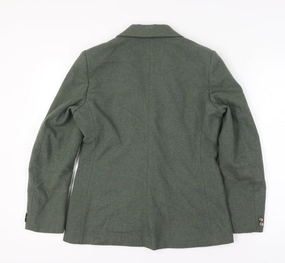 Glenscot Women Vintage Green Pure Wool Two-Button Blazer UK 16