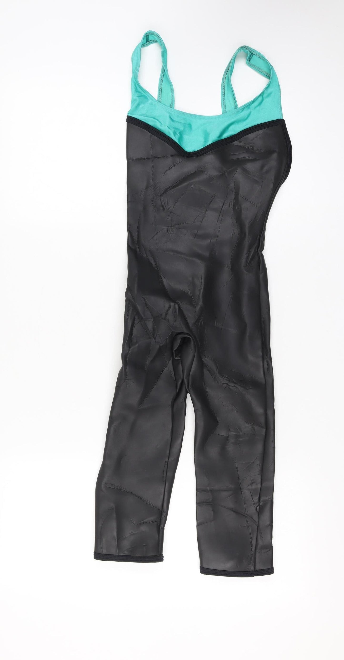 BARE Womens Black & Aqua Sleeveless Short Leg Wetsuit S