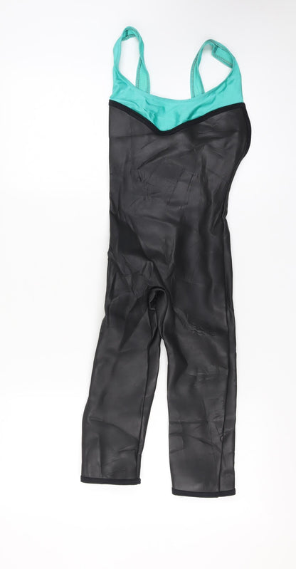 BARE Womens Black & Aqua Sleeveless Short Leg Wetsuit S