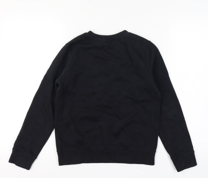 Nike Boys Black Medium Crew Neck Pullover Sweatshirt with Logo Print