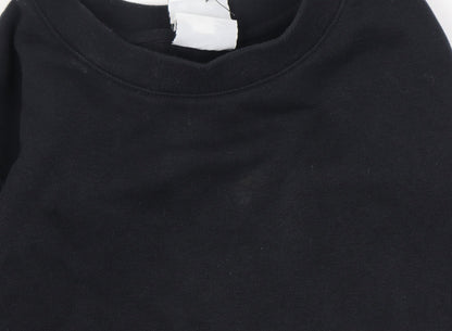 Nike Boys Black Medium Crew Neck Pullover Sweatshirt with Logo Print