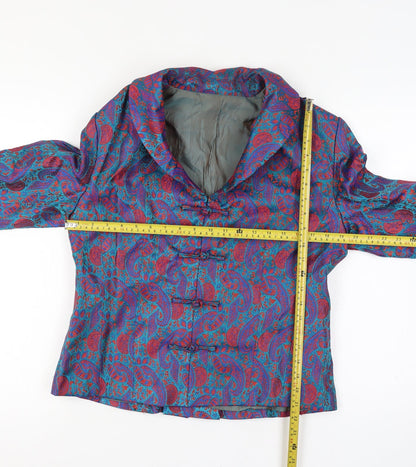 Women's Multicoloured Silk Blend Paisley Blazer Jacket Size 14
