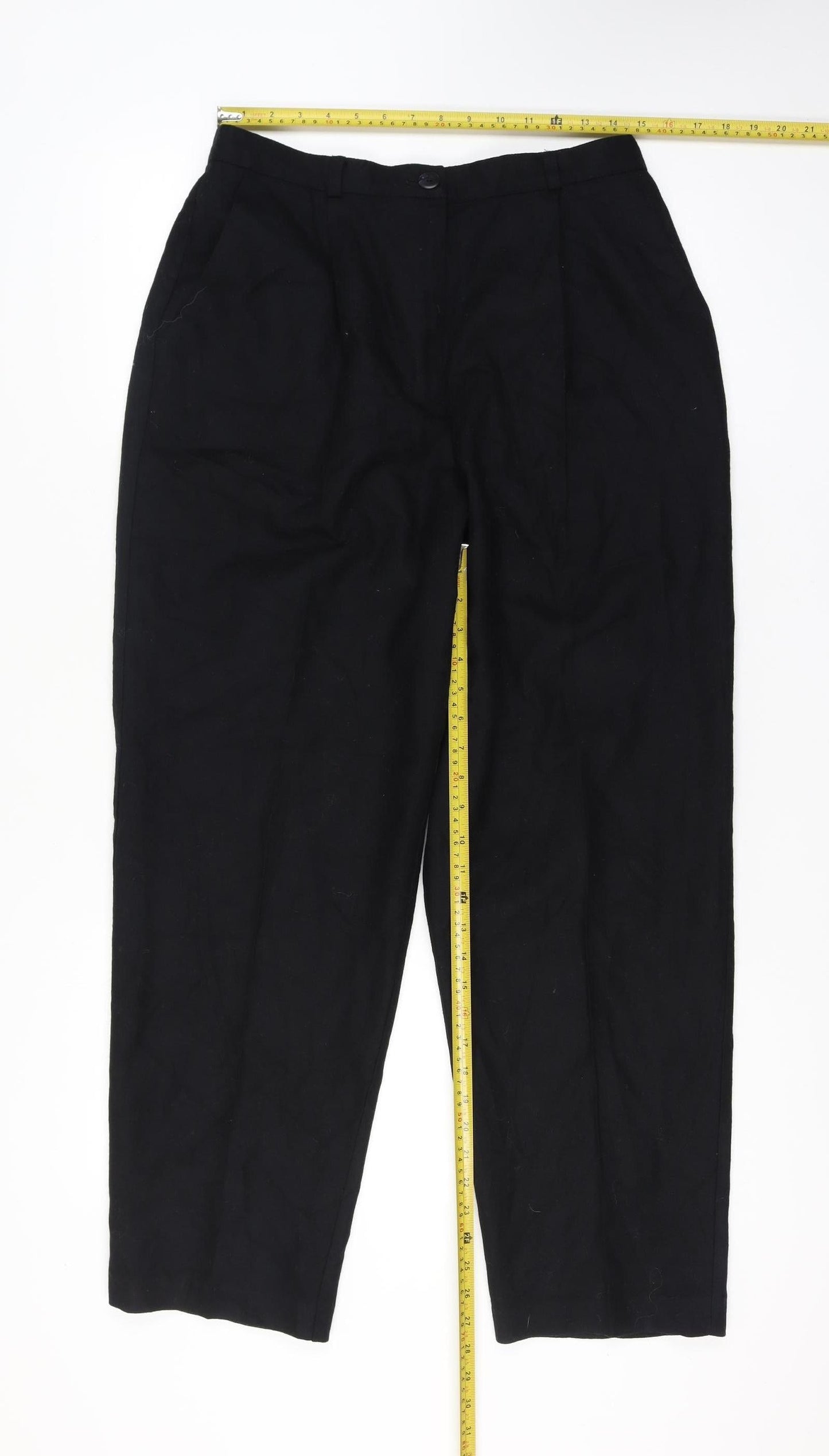 Norton McNaughton Women’s Black Wool Pleated Classic Trousers 32in