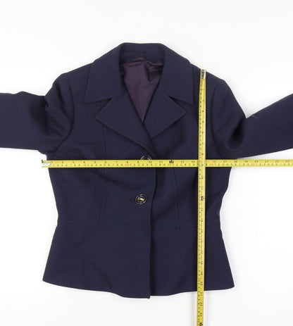 Dereta London Womens Navy Wool Suit Jacket UK 8-10 Classic Single-Breasted Blazer