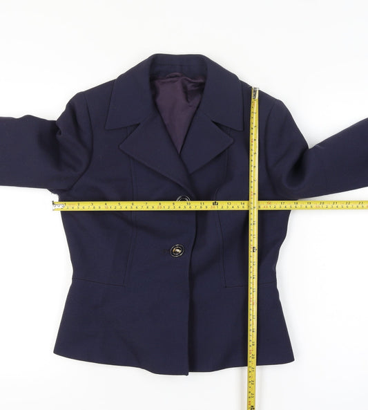 Dereta London Womens Navy Wool Suit Jacket UK 8-10 Classic Single-Breasted Blazer