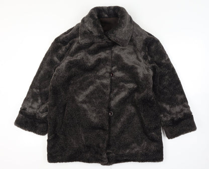 Reversible Apropos Women Brown Faux Fur Reversible Mid-Length Coat Size 6