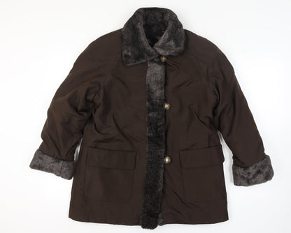Reversible Apropos Women Brown Faux Fur Reversible Mid-Length Coat Size 6