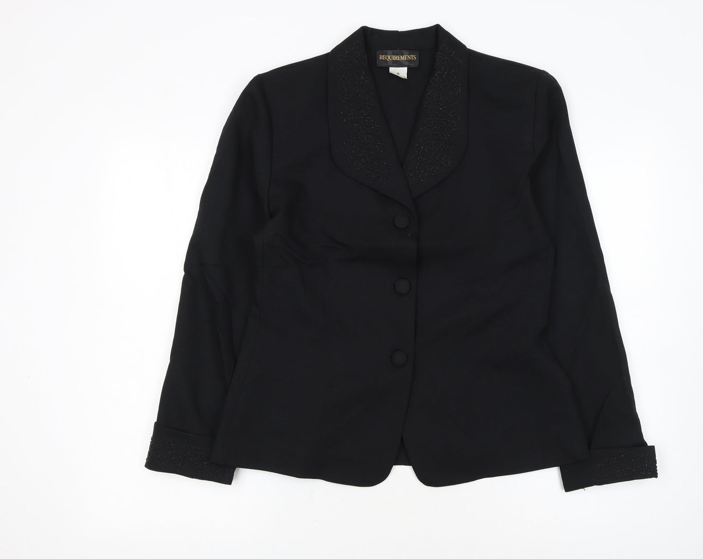 Requirements Women Black Size 12 Shawl Lapel Beaded Blazer