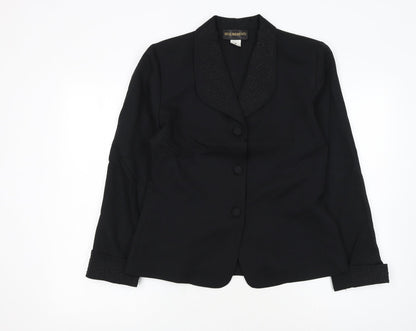 Requirements Women Black Size 12 Shawl Lapel Beaded Blazer