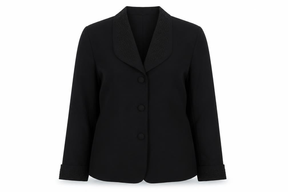 Requirements Women Black Size 12 Shawl Lapel Beaded Blazer