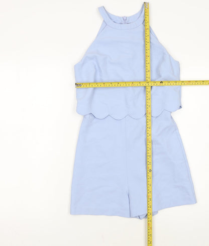 Miss Selfridge Petites Blue Scallop Hem Halter Neck Playsuit UK 8