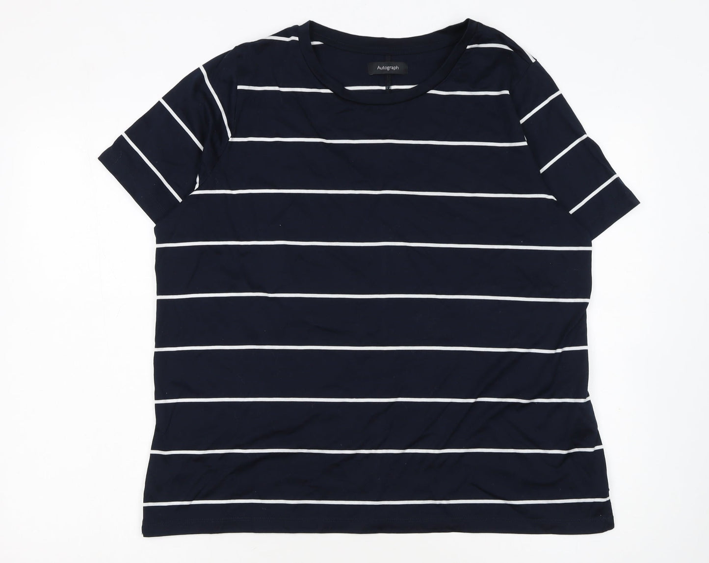 Marks and Spencer Women’s Blue Striped Cotton T-Shirt Size 18