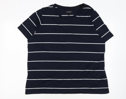Marks and Spencer Women’s Blue Striped Cotton T-Shirt Size 18