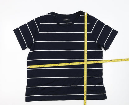 Marks and Spencer Women’s Blue Striped Cotton T-Shirt Size 18