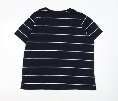 Marks and Spencer Women’s Blue Striped Cotton T-Shirt Size 18