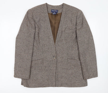 Sweet Suit Petite Brown Checked Wool Blend Single-Breasted Blazer Size 10