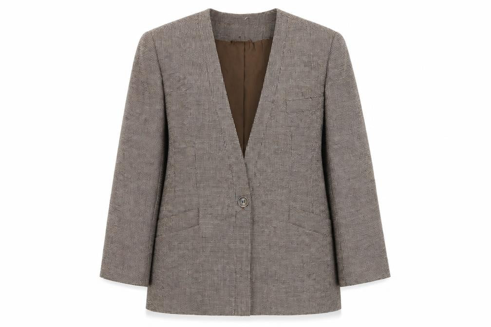 Sweet Suit Petite Brown Checked Wool Blend Single-Breasted Blazer Size 10