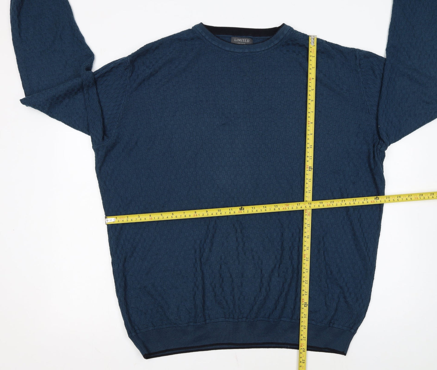 Marks and Spencer Men's Blue 2XL Cotton Crew Neck Pullover Jumper