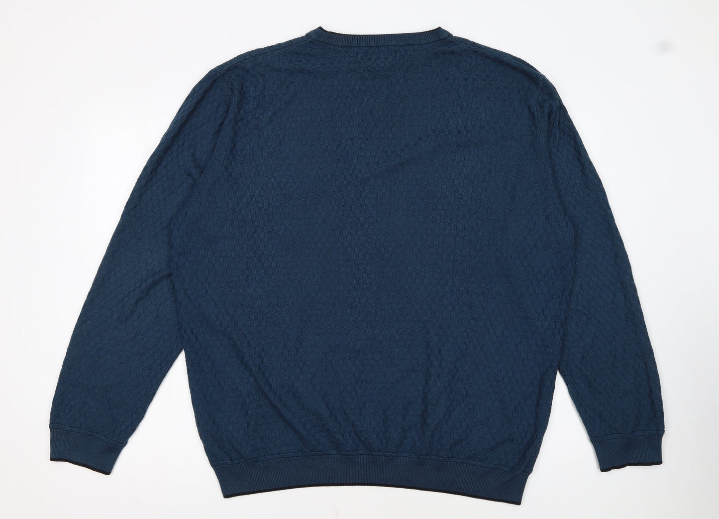 Marks and Spencer Men's Blue 2XL Cotton Crew Neck Pullover Jumper