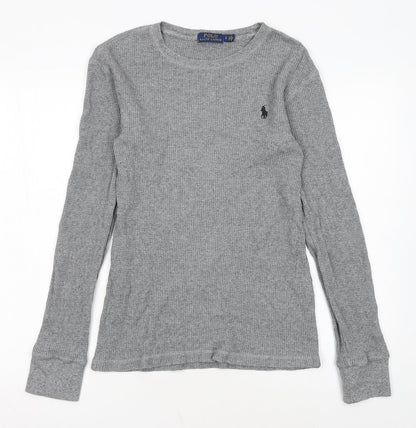 Polo Ralph Lauren Men's Grey Waffle-Knit Cotton Jumper Size S