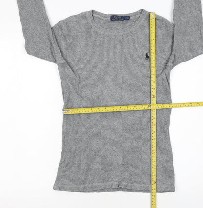 Polo Ralph Lauren Men's Grey Waffle-Knit Cotton Jumper Size S