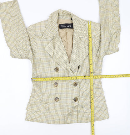 Ellen Tracy Women's Beige Check Double-Breasted Blazer Size 12