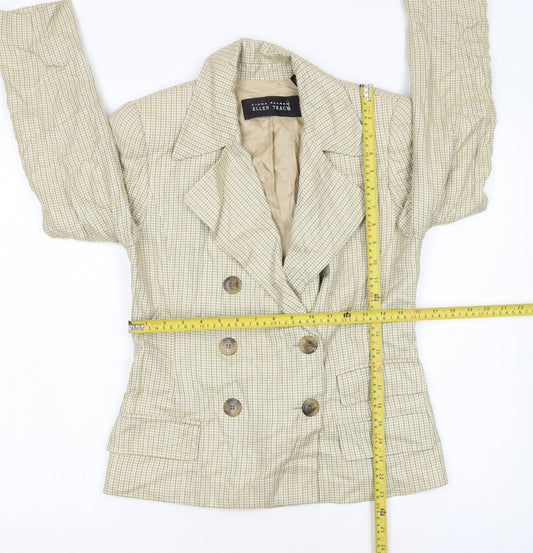 Ellen Tracy Women's Beige Check Double-Breasted Blazer Size 12