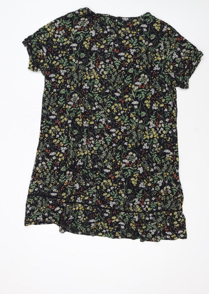 Fat Face Womens Black Floral Cotton Shift Dress Size 20