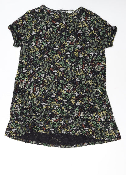 Fat Face Womens Black Floral Cotton Shift Dress Size 20