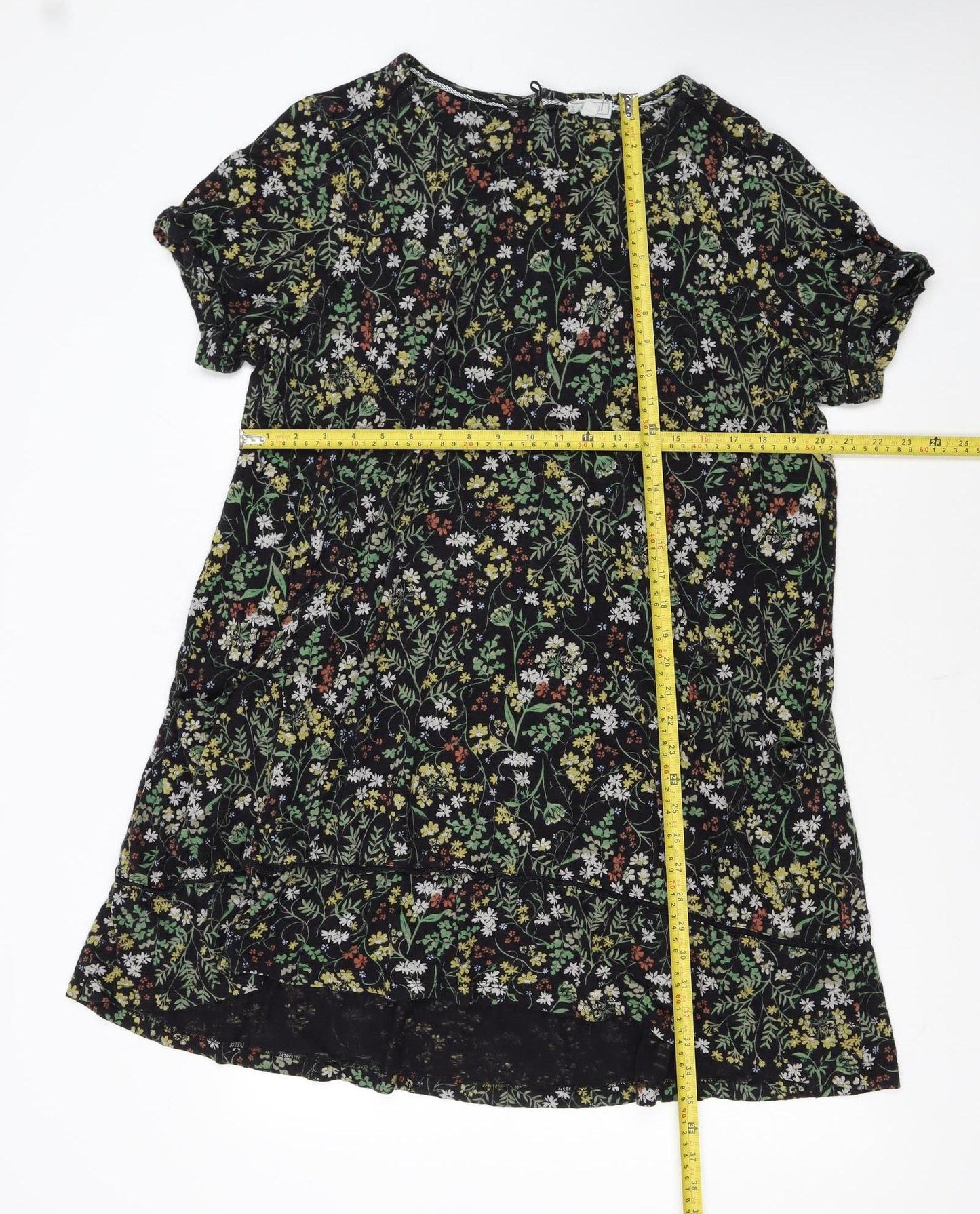 Fat Face Womens Black Floral Cotton Shift Dress Size 20
