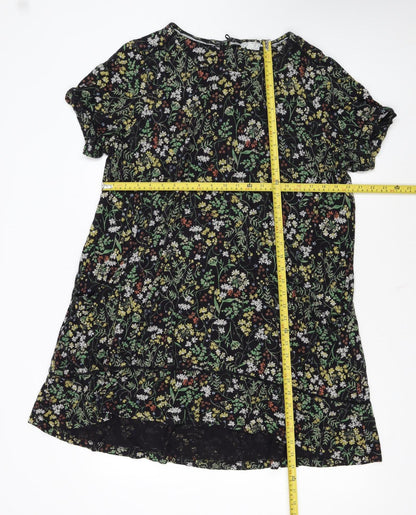 Fat Face Womens Black Floral Cotton Shift Dress Size 20