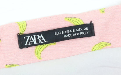 ZARA Women's Pink Banana Print Cotton Playsuit Size S