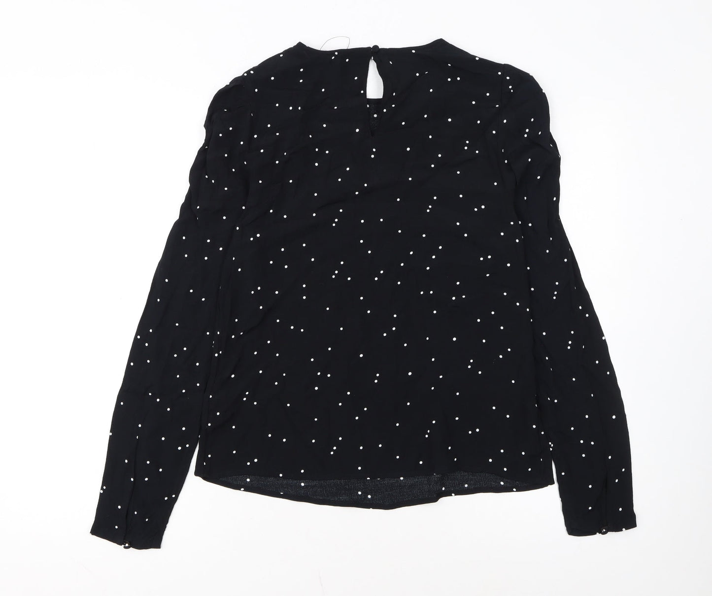 Marks and Spencer Women's Black Polka Dot Long Sleeve Blouse UK 8