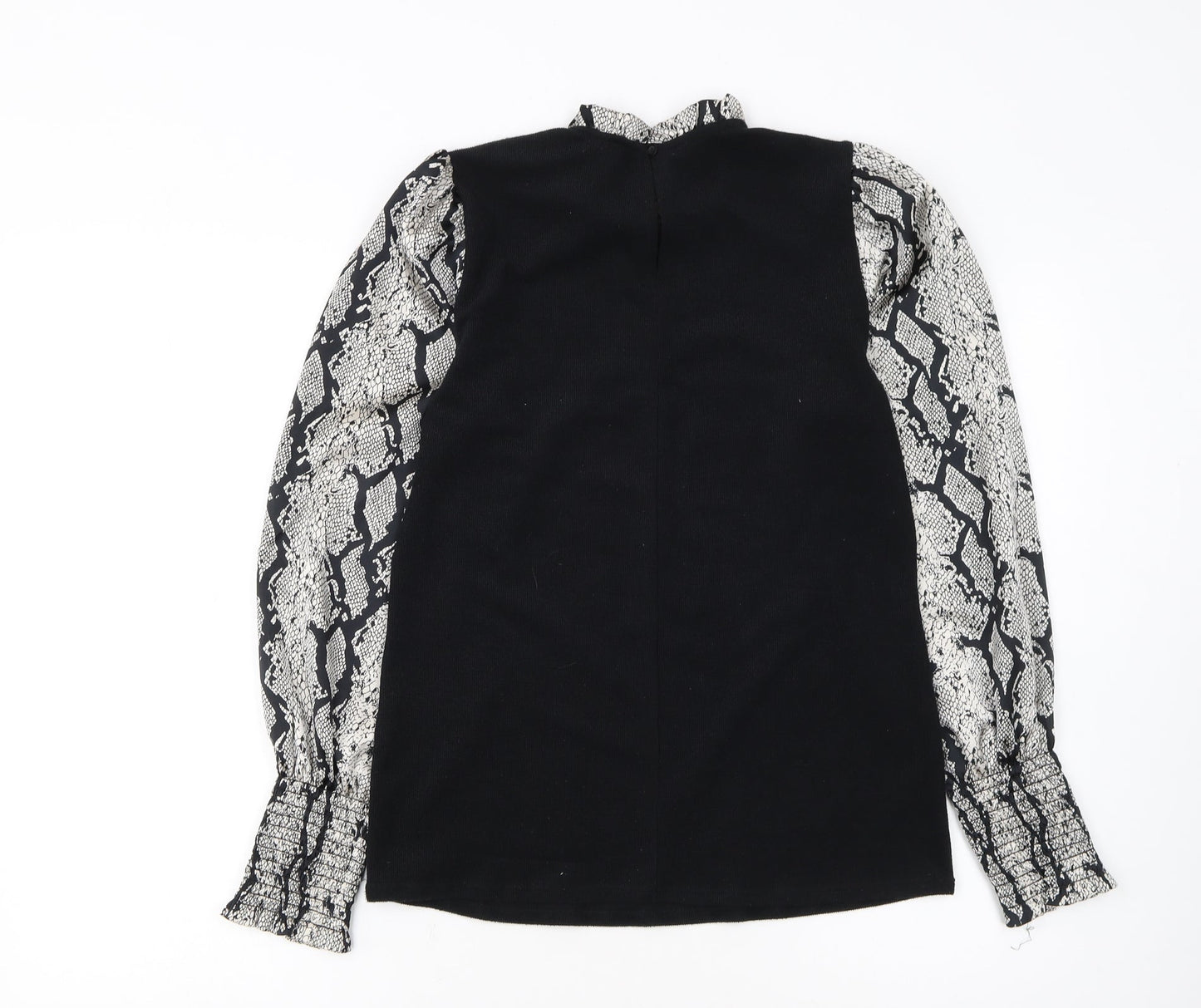 New Look Women's Black Snake Print Sleeve High Neck Jumper Size 12