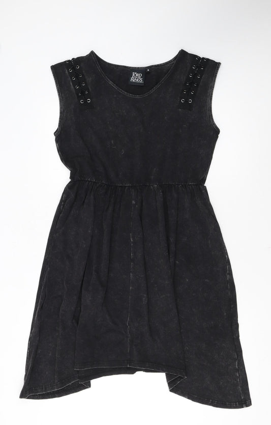 The Lord of the Rings Women's Black Hi-Low Cotton A-Line Sleeveless Dress M
