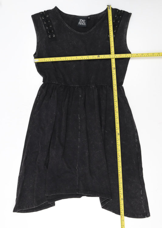 The Lord of the Rings Women's Black Hi-Low Cotton A-Line Sleeveless Dress M