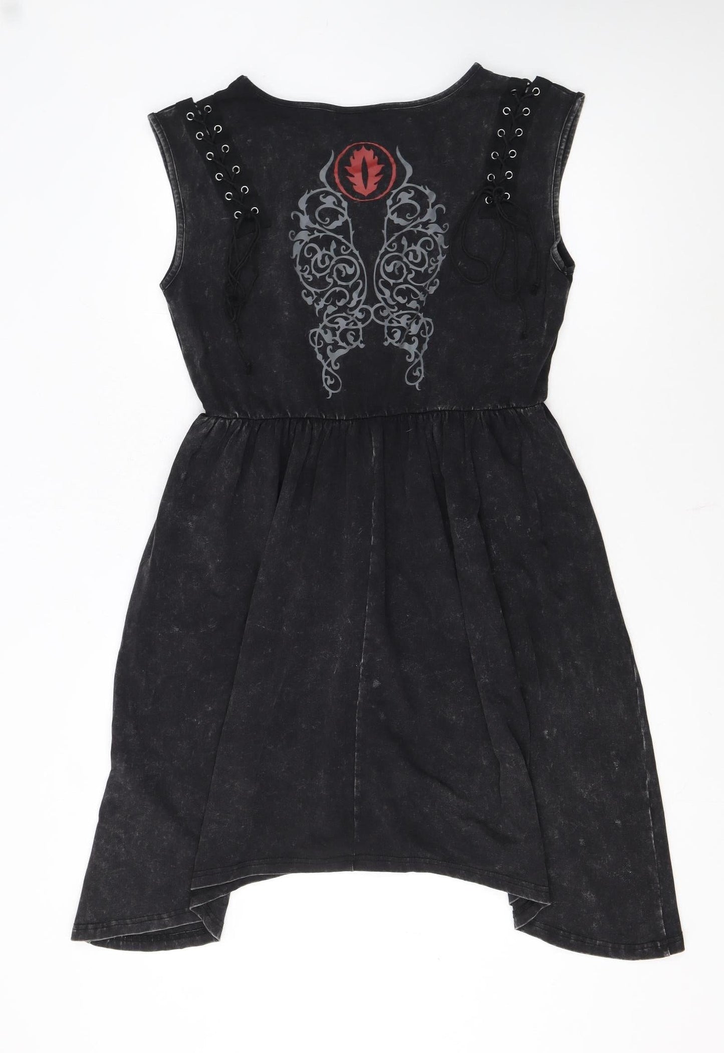 The Lord of the Rings Women's Black Hi-Low Cotton A-Line Sleeveless Dress M