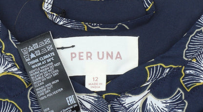 Marks and Spencer Per Una Women's Blue Floral Jacket Size 12