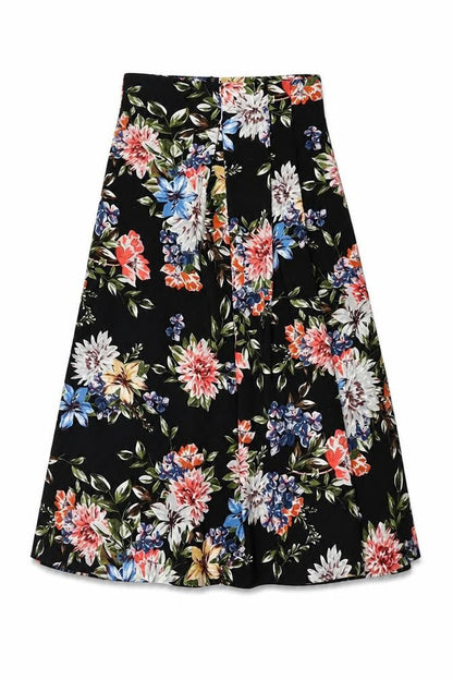 Artlove Paris Women's Multicoloured Floral A-Line Midi Skirt M