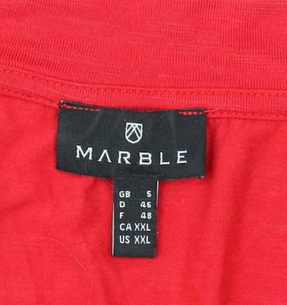 Marble Women’s Red Long Sleeve V-Neck Tunic Blouse Size 2XL