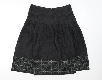 Marks and Spencer Women’s Black Cotton A-Line Knee Length Skirt Size 8