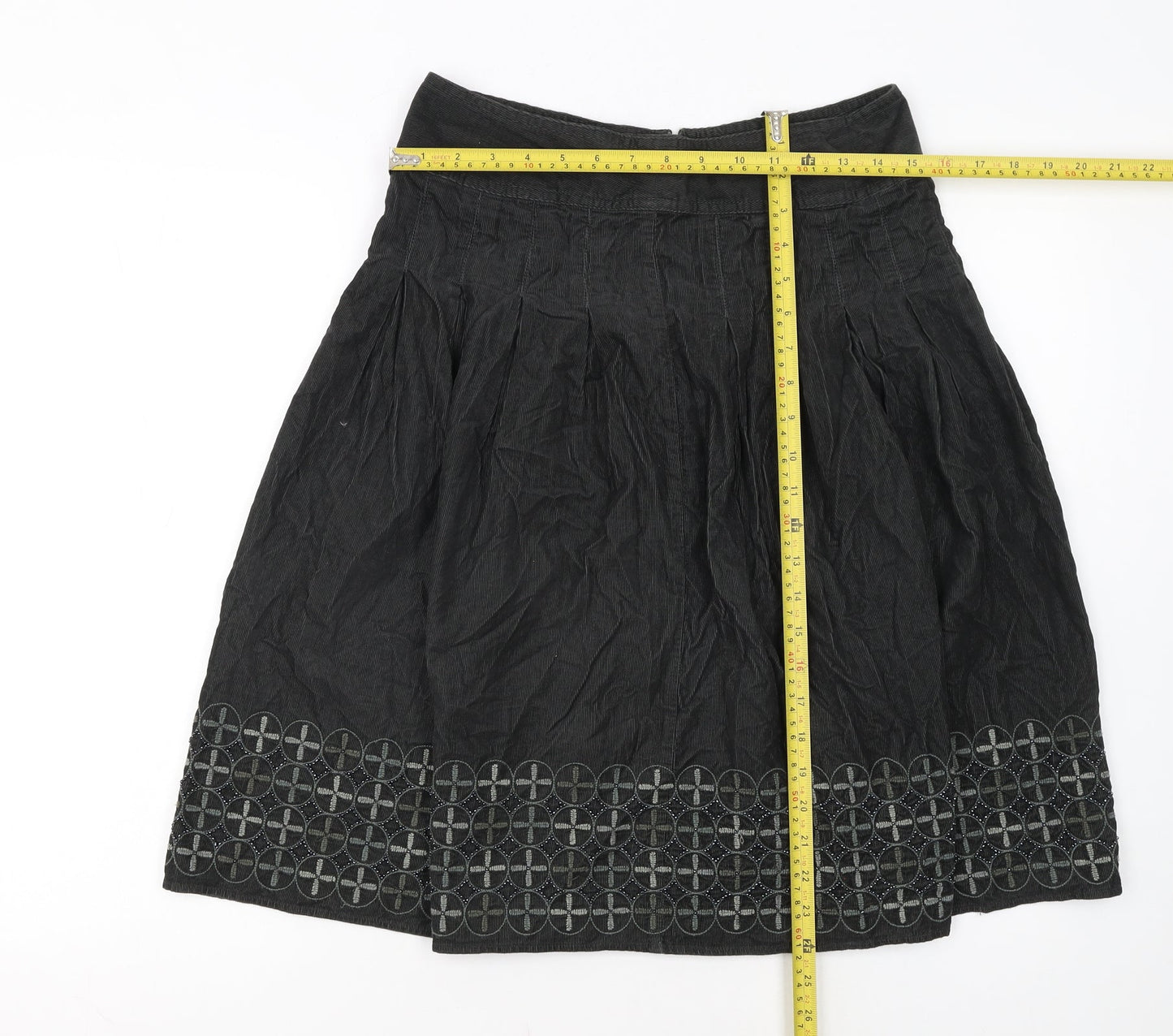 Marks and Spencer Women’s Black Cotton A-Line Knee Length Skirt Size 8