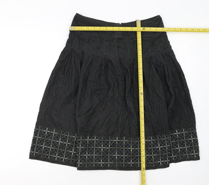Marks and Spencer Women’s Black Cotton A-Line Knee Length Skirt Size 8