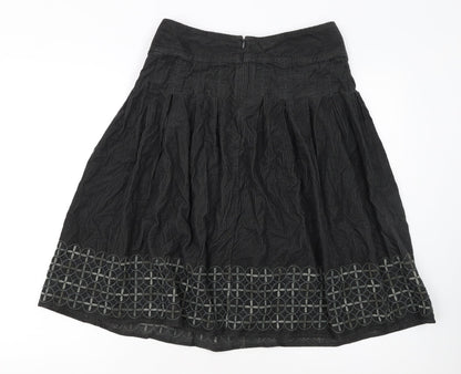 Marks and Spencer Women’s Black Cotton A-Line Knee Length Skirt Size 8