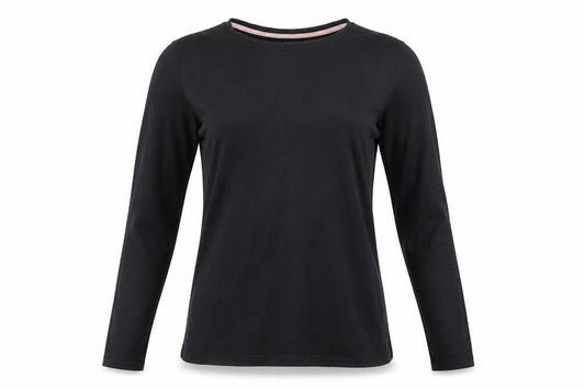 Ted Baker Women's Black Long Sleeve Crew Neck Cotton Jersey Top Size L
