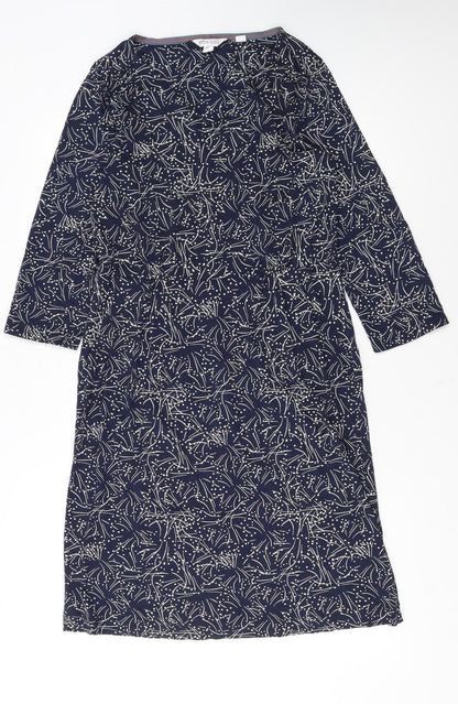 White Stuff Women's Blue Floral Long Sleeve Shift Dress Size 12